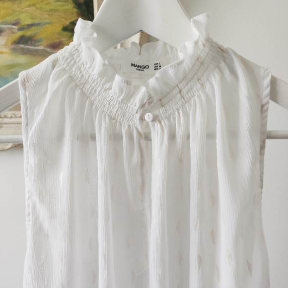 MANGO frill collar sleeveless top gold half moons - Picture 4 of 4